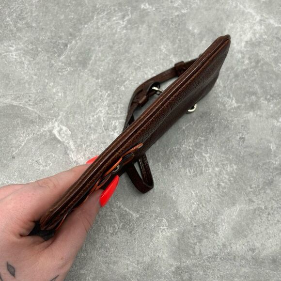 MIU MIU Brown Pebbled Leather Wristlet Purse Flower Trim Made In Italy - Picture 7 of 14